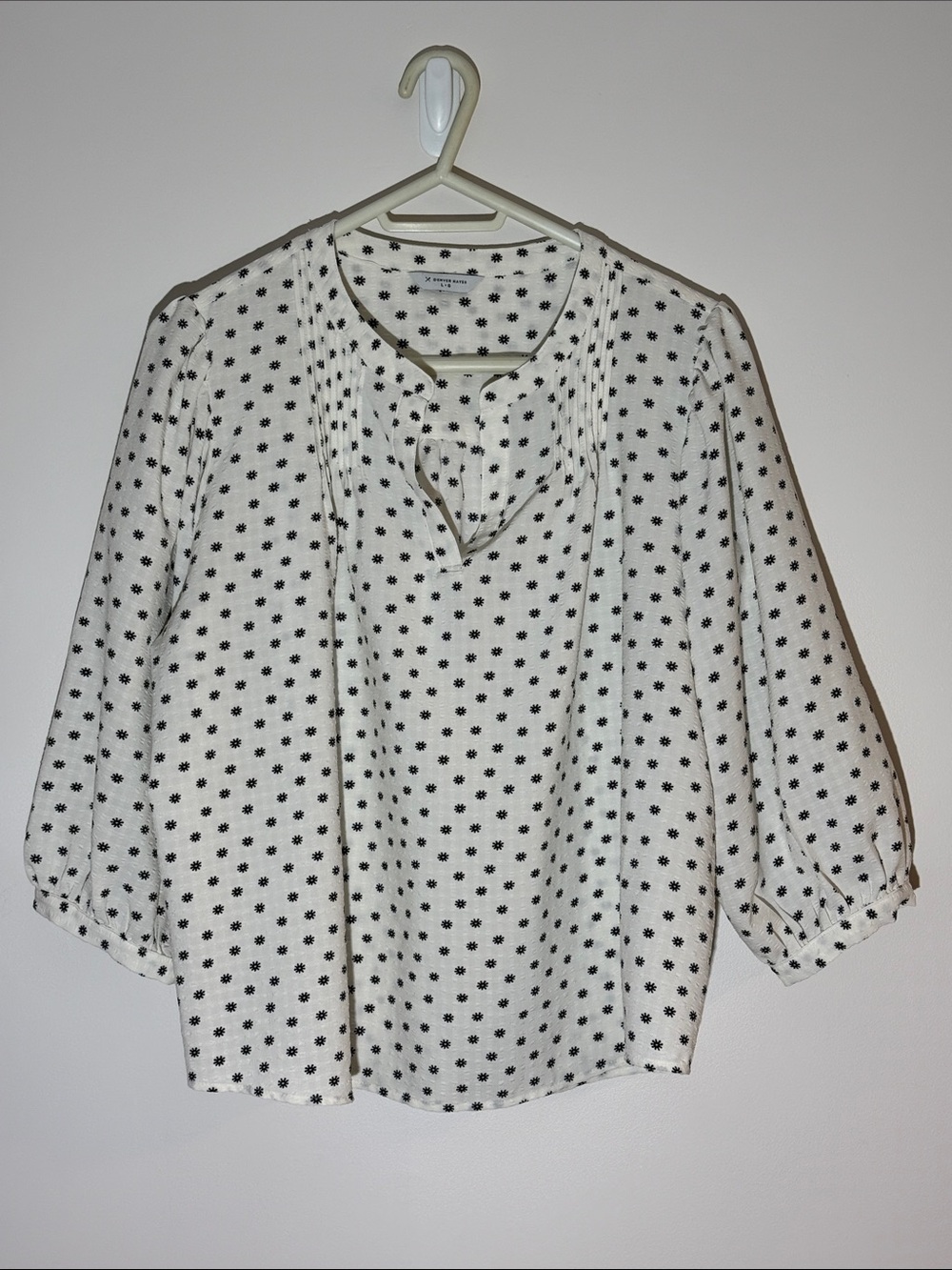 Denver Hayes Cream Blouse with Black Polka Dots